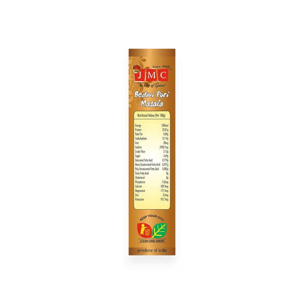 Jmc bedmi puri masala 100g box nutrition value